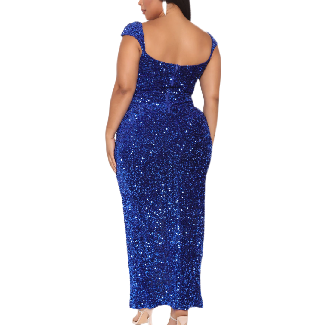 Blue Sequin Prom Dress - Size XL