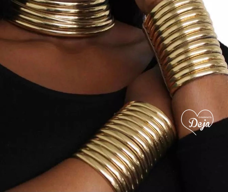 Gold Collar Choker Necklace Set