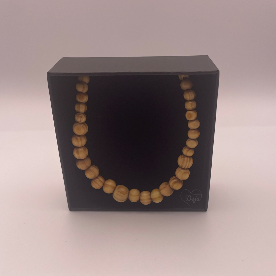 Beaded wood bracelet