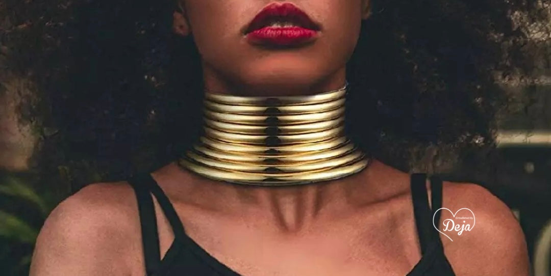 Gold Collar Choker Necklace Set